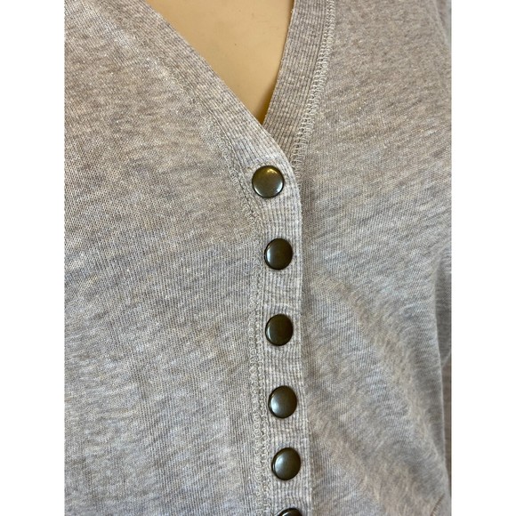 COL STORY Sweater Beige Brown Front Snaps SMALL Acrylic Cotton Fitted Stretchy - Picture 6 of 9